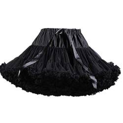 Homipooty Damen Elastische Taille Tüll Petticoat Tutu Party Mehrschichtiger Puffy Cosplay Rock Unterrock, Länge 40 cm, Taille 56-100 cm Schwarz von Homipooty