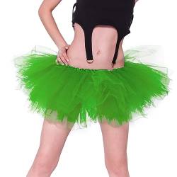 Homipooty Grün Tüllrock Damen Kurz Tütü Erwachsene Tüll Petticoat Ballett Rock Halloween Kostüm 50er 80er Jahre Outfit von Homipooty