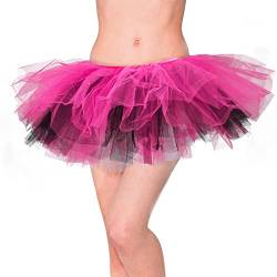 Homipooty Tüllrock Damen Ballett Erwachsene Tütü Röcke Kurzer Petticoat Rock Flauschiger Tüll Rosa Rot Schwarz Halloween Kostüm von Homipooty