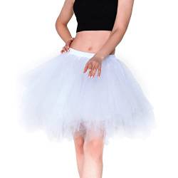 Homipooty Tüllrock Damen Erwachsene Tütü Rock Ballett Rock Damen Petticoat Unterrock Halloween Kostüm Weißer Übergröße von Homipooty