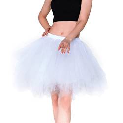 Homipooty Tüllrock Damen Erwachsene Tütü Rock Ballett Rock Damen Petticoat Unterrock Halloween Kostüm Weißer von Homipooty