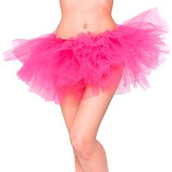 Homipooty Tüllrock Rosa Tütü Damen Erwachsene Ballett Rock Pink Tutu Kurz Petticoat Unterrock 80er Jahre Outfit Party Karneval Halloween Kostüm Damen von Homipooty