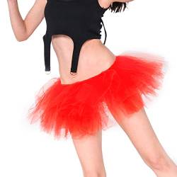 Homipooty Tütü Rock Damen Roter Tüllrock Petticoat Unterrock Erwachsene Mini Röcke Party Abschlussball Halloween Kostüm von Homipooty