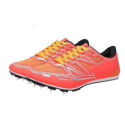 Homnova Track Schuhe Sportliche Laufschuhe Sneakers Sprint Leichtathletik-Laufschuhe mit Spikes für Männer, Frauen, Jungen und Mädchen, Unisex,Orange,39EU von Homnova