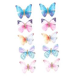 Homoyoyo 10st Schmetterlings-haarspange Haarspangen Mit Schmetterlingen Für Mädchen Glitzerclips Tüll Mädchen Haarnadeln Krallenklammern Kawaii Haarschmuck Polyester 3d Der Sommer Geschenk von Homoyoyo