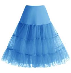 Homrain 1950 Petticoat Vintage Retro Unterrock Reifrock Underskirt Crinoline für Rockabilly Kleid Festliche Damenrock Blue XL von Homrain