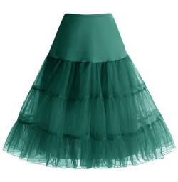 Homrain 1950 Petticoat Vintage Retro Unterrock Reifrock Underskirt Crinoline für Rockabilly Kleid Festliche Damenrock Dark Green M von Homrain