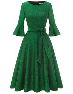 Homrain Damen Glitzerkleider für Hochzeitsgäste Glockenärmel Paillettenkleider für Frauen Cocktail Party Abend Glitzerkleid Glitter Green M von Homrain