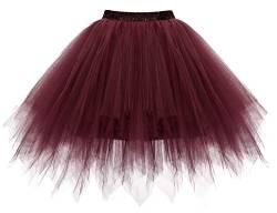 Homrain Tutu Tüllrock Damen 50er Rockabilly Petticoat Ballet Firt Tulle Tanzkleid Unterkleid Festliche Tüll Crinoline Petticoat für Rockabilly Kleid Burgundy M von Homrain