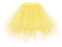 Homrain Tutu Tüllrock Damen Tütü Rock Festliche Tüll Partykleid Ballet Firt Tulle Tanzkleid Unterkleid Karneval Kostüm Crinoline Petticoat für Rockabilly Kleid Yellow L von Homrain