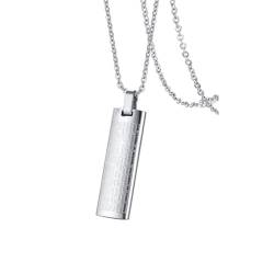 Homxi Anhänger Halskette Silber Männer,Anhänger Kette Edelstahl Mann Rechteck mit Kreuz Anhänger Kette Silber von Homxi