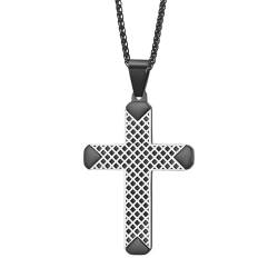 Homxi Anhänger Kette Silber Herren,Mann Edelstahl Halskette mit Anhänger Kreuz Anhänger Halskette Silber von Homxi