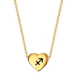 Homxi Damen Gold Halskette für Anhänger,Frauen Kette Anhänger Edelstahl Herz mit Sternbildmuster Kette Anhänger Gold von Homxi
