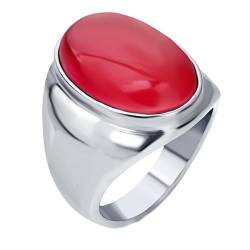 Homxi Edelstahl Eheringe Damen Personalisiert,23MM Oval mit Zirkonia Rot Ring Rot Damen Damen Ring Größe 57 (18.1) von Homxi