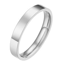 Homxi Edelstahl Eheringe Damen Personalisiert,3MM Poliert Rund Ringe für Damen Silber Ringe Herren Größe 52 (16.6) von Homxi