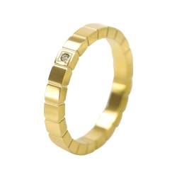 Homxi Edelstahl Eheringe Damen Personalisiert,3MM Rund mit Zirkonia Ringe für Damen Gold Ring Damen Große 62 (19.7) von Homxi