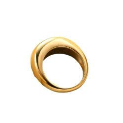 Homxi Edelstahl Eheringe Damen Personalisiert,8MM Poliert Rund Ring Damen Gold Ring Damen Gr. 62 (19.7) von Homxi