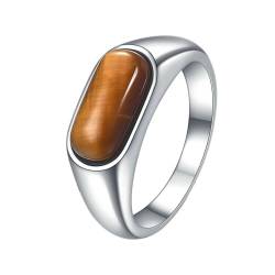 Homxi Edelstahl Eheringe Damen Personalisiert,8MM mit Oval Stein Damen Ring Braun Silber Ring Damen Größe 52 (16.6) von Homxi