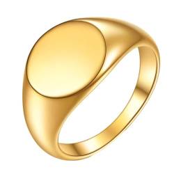 Homxi Edelstahl Eheringe Damen mit Gravur,12MM Poliert Oval Damen Gold Ring Ring für Damen Größe 67 (21.3) von Homxi