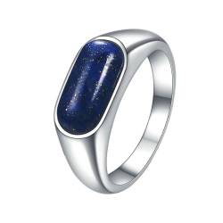Homxi Edelstahl Eheringe Damen mit Gravur,8MM mit Oval Stein Ring Blau Silber für Damen Ring für Damen Größe 62 (19.7) von Homxi