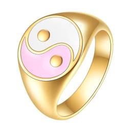 Homxi Edelstahl Eheringe Herren Gravur,13MM Yin Yang Ringe Gold Herren Damen Ringe Gr. 62 (19.7) von Homxi