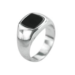 Homxi Edelstahl Eheringe Herren Personalisiert,12MM Quadrat Herrenring Silber Ring Herren Größe 67 (21.3) von Homxi