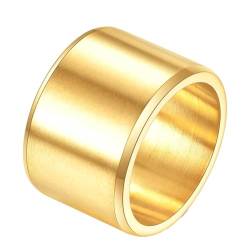 Homxi Edelstahl Eheringe Herren Personalisiert,15MM Matt Rund Herrenringe Gold Herrenring Gr. 67 (21.3) von Homxi