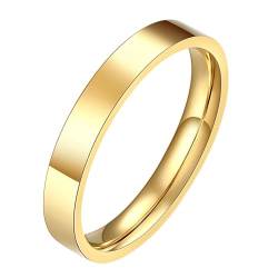 Homxi Edelstahl Herrenring mit Gravur,3MM Poliert Rund Ringe für Herren Gold Ring Herren Größe 52 (16.6) von Homxi