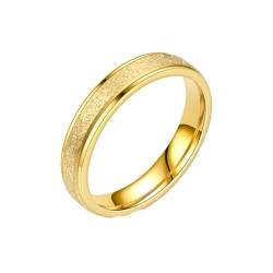 Homxi Edelstahl Ring Personalisiert Damen,Rund Matt 4MM Ringe Gold Damen Ring Damen Größe 65 (20.7) von Homxi