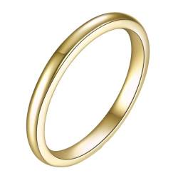 Homxi Edelstahlring Herren,2MM Poliert Rund Gold Ringe Herren Damen Ring Gr. 49 (15.6) von Homxi