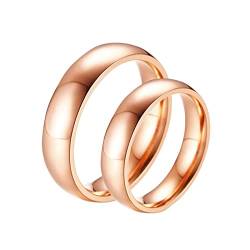 Homxi Eheringe Gravur,Ringe Edelstahl 5MM Rosegold Ring mit Rund Poliert Ringe Paar Damen 52 (16.6) + Herren 54 (17.2) von Homxi