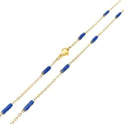 Homxi Frauen Kette Gold Blau,Mädchen Edelstahl Halsketten Einzelne Kette Halskette Gold Blau von Homxi