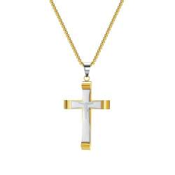 Homxi Gold Halskette Anhänger Herren,Kette Edelstahl mit Anhänger Männer Poliert Kreuz Halskette mit Anhänger Gold von Homxi