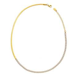 Homxi Gold Halskette Frauen,Halsketten Edelstahl für Frauen Schlangenkette mit Zirkonia Kette Halskette Gold von Homxi