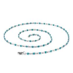 Homxi Halskette Damen Blau Kette,Halskette Edelstahl Mädchen Kette mit Perlen Halsketten Blau von Homxi