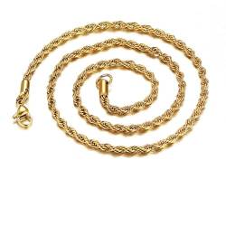 Homxi Halskette Damen Herren Gold,Männer Halsketten Edelstahl 3MM Kette Halskette Kette Gold von Homxi