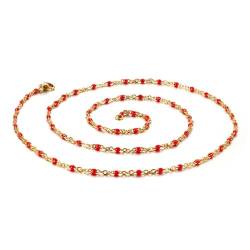 Homxi Halskette Damen Rot Kette,Edelstahl Halsketten Damen Kette mit Perlen Kette Halskette Rot von Homxi