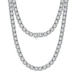 Homxi Halskette Frauen Silber,Damen 925 Silber Halsketten 4MM Kette mit Zirkonia Kette Halskette Silber von Homxi