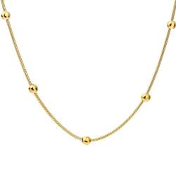 Homxi Halskette Gold Damen,Mädchen Halsketten Edelstahl 1.2MM Schlangenkette Halsketten Gold von Homxi