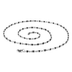 Homxi Halskette Kette Schwarz Mädchen,Damen Edelstahl Halsketten Kette mit Perlen Halskette Schwarz von Homxi