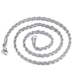 Homxi Halskette Kette Silber Unisex,Edelstahl Kette Mann 3MM Kette Halskette Silber von Homxi