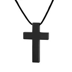 Homxi Halskette Schwarz Anhänger Männer,Anhänger Halskette Männer Edelstahl Poliert Kreuz Halsketten Anhänger Schwarz von Homxi