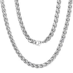 Homxi Halskette für Herren Silber,Männer Halskette Edelstahl 7MM Kette Halskette Silber von Homxi