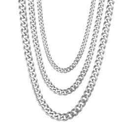 Homxi Halsketten Männer Silber,Halsketten für Herren Edelstahl 5MM Panzerkette Halskette Kette Silber von Homxi
