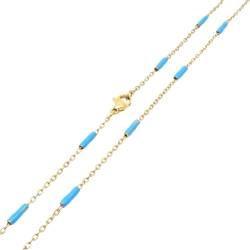 Homxi Halsketten für Frauen Gold Himmelblau,Damen Halskette Edelstahl Einzelne Kette Halskette Gold Himmelblau von Homxi
