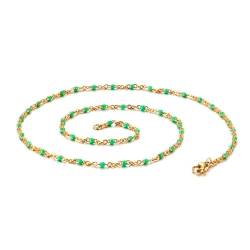 Homxi Kette Mädchen Grün,Frauen Kette Edelstahl Kette mit Perlen Halskette Kette Grün von Homxi
