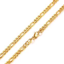 Homxi Kette Mann Gold,Mann Kette Edelstahl 6MM Figaro Kette Halskette Kette Gold von Homxi