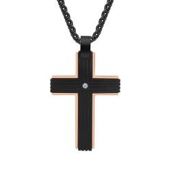 Homxi Mann Halskette Schwarz Anhänger,Männer Edelstahl Halskette mit Anhänger Kreuz mit Zirkonia Halsketten Anhänger Schwarz von Homxi
