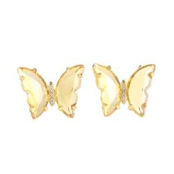 Homxi Ohrringe Ohrstecker Frauen,Damen Ohrhänger 925 Silber Ohrringe Schmetterling mit Zirkonia Ohrringe Damen Gelb von Homxi