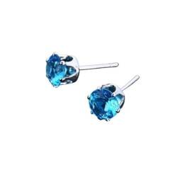 Homxi Ohrringe Stecker Damen,Damen Ohrringe Kupfer Ohrringe 4MM Rund mit Zirkonia Ohrringe Blau See von Homxi